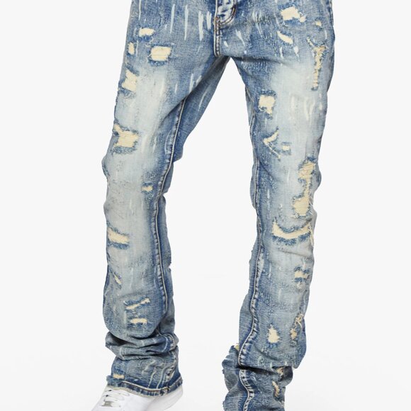 Men’s 6th NBRHD Stacked Jeans River Valley Light Blue Washed Denim Size 30 - Picture 5 of 5